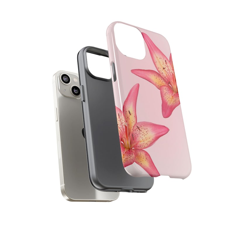 Pink Lily Flower Phone Case | iPhone 17/16/15/14/13/12/11 Pro Max | Galaxy S23/S22/S21 Ultra | Pixel 6/7/8 , Trendy Cool Girl Y2K Phone Case image 2