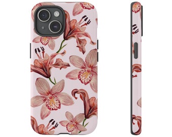 Hand Painted Flower Tough Phone Case | iPhone 17/16/15/14/13/12 Pro Max XR | Galaxy S23/S22/S21 Ultra | Pixel 6/7/8 | Pink Tiger Lily Case