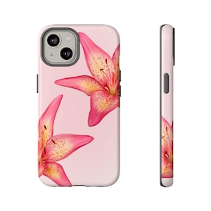 Coque pour portable fleur de lys rose | iPhone 16/15/14/13/12/11 Pro Max | Galaxy S23/S22/S21 Ultra | Coque de portable tendance Cool Girl Y2K pour Pixel 6/7/8