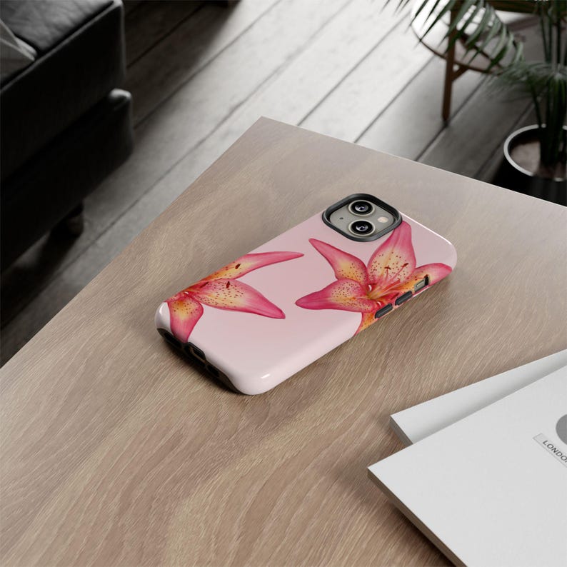 Pink Lily Flower Phone Case | iPhone 17/16/15/14/13/12/11 Pro Max | Galaxy S23/S22/S21 Ultra | Pixel 6/7/8 , Trendy Cool Girl Y2K Phone Case image 4