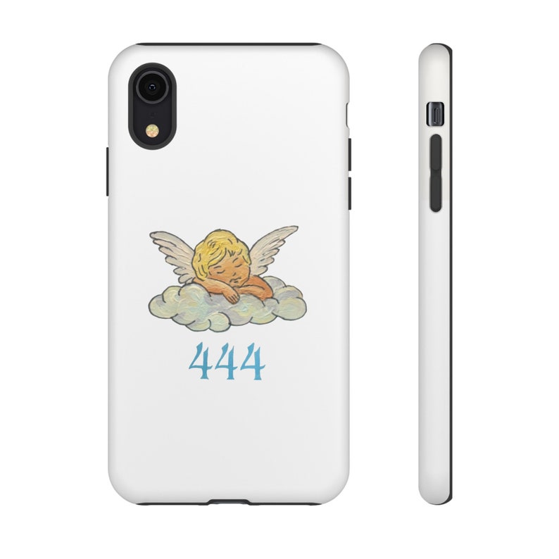 444 Angel Energy Hand Painted Tough Phone Case iPhone 15/14/13/12/11 Pro Max XR Galaxy S23/S22/S21 Ultra Pixel 6/7/8 Pro Cool Girl image 9