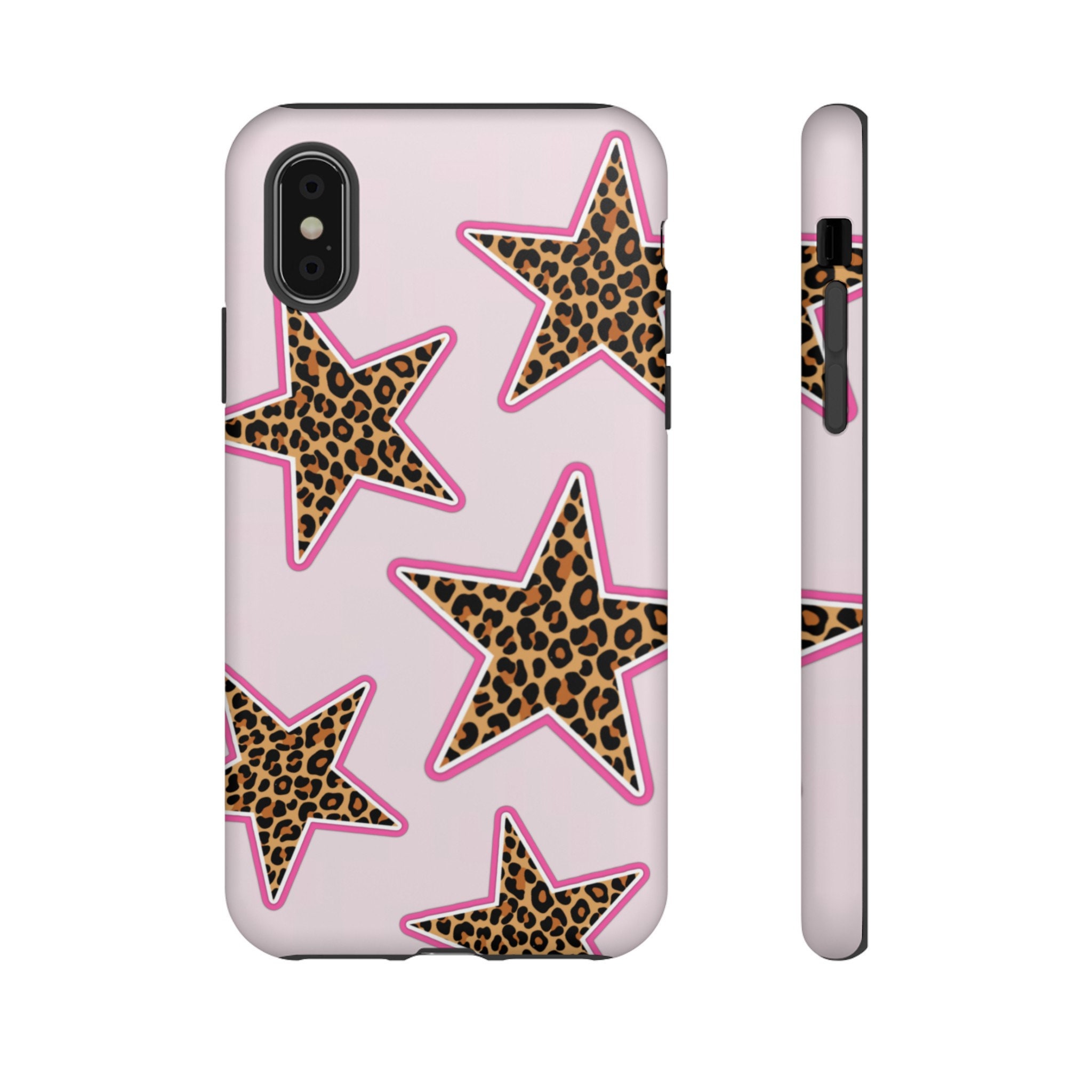 Leopard Print and Pink Star Aura Tough Phone Case | iPhone