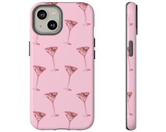 Pink Martini Glass Tough Phone Case | iPhone 15/14/13/12/11 Pro Max XR | Galaxy S23/S22/S21 Ultra | Pixel 6/7/8 Pro | Tough Cases | Slim