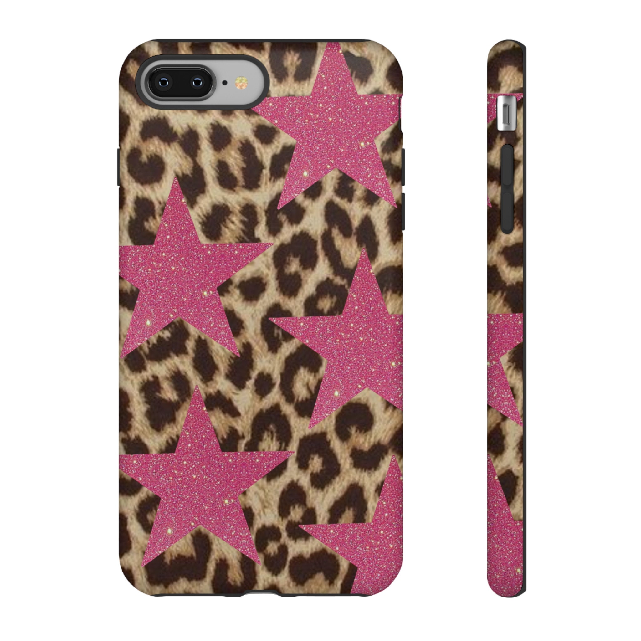 Pink Star and Leopard Print Tough Phone Case | iPhone 15/14