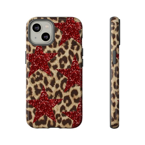 Red Star and Cheetah Print Tough Phone Case | iPhone 15/14/13/12/11 Pro Max XR | Galaxy S23/S22/S21 Ultra | Pixel 6/7/8 Pro | Tough Cases