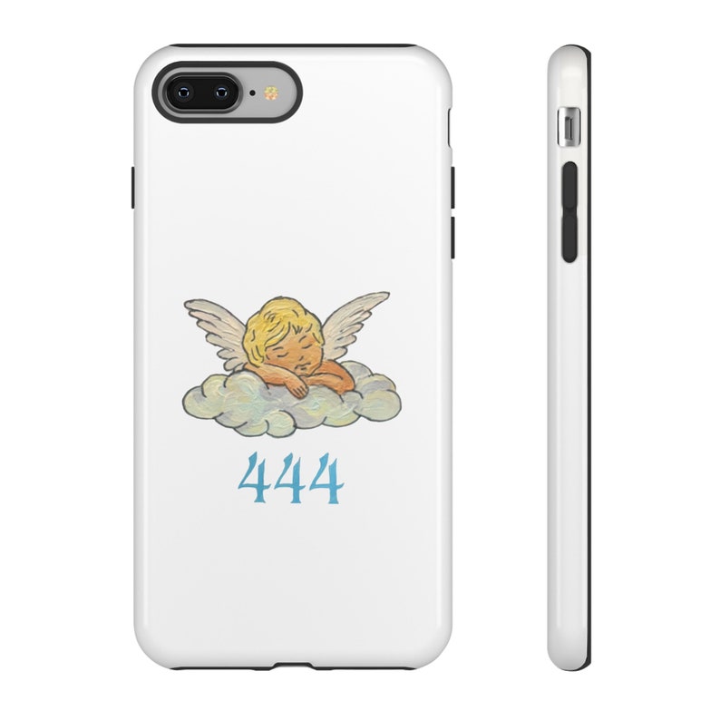 444 Angel Energy Hand Painted Tough Phone Case iPhone 15/14/13/12/11 Pro Max XR Galaxy S23/S22/S21 Ultra Pixel 6/7/8 Pro Cool Girl image 4