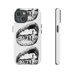 Funda resistente Grillz Y2K con diseño dibujado a mano para iPhone 17/16/15/14/13/12 Pro Max XR / Galaxy S23/S22/S21 Ultra / Pixel 6/7/8 Pro / Cool Girl Trendy