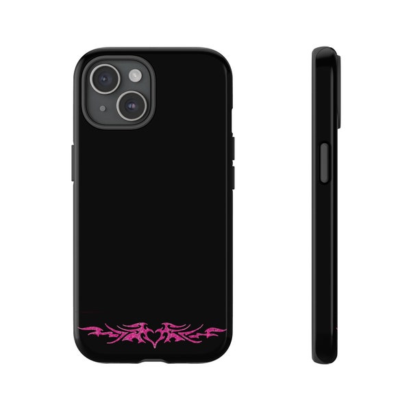 Y2k Pink Glitter Heart Tough Phone Case | iPhone 15/14/13/12/11 Pro Max XR | Galaxy S23/S22/S21 Ultra | Pixel 6/7/8 Pro | Retro Grunge Cyber