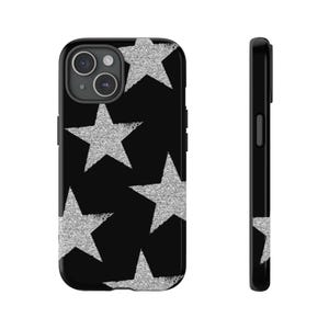 キラキラ輝く星の丈夫な電話ケース、トレンディな iPhone 16/15/14/13/12 ケース、Samsung Galaxy XR Pro Pixel、キュートな Y2K 美的二重層保護