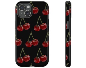 Cherry Hand Painted Tough Phone Case | iPhone 16 Case 15/14/13/12/11 Pro Max XR | Galaxy S23/S22/S21 Ultra | Pixel 6/7/8 Pro | Coquette Case