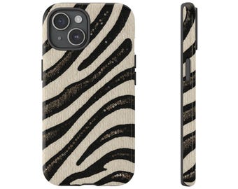 Sequins Zebra Print Tough Phone Case | iPhone 17/16/15/14/13 Pro Max XR, Galaxy S23/S22/S21 Ultra Pixel, It Girl Aesthetic, Elegant Design