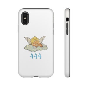 444 Angel Energy Hand Painted Tough Phone Case iPhone 15/14/13/12/11 Pro Max XR Galaxy S23/S22/S21 Ultra Pixel 6/7/8 Pro Cool Girl image 7