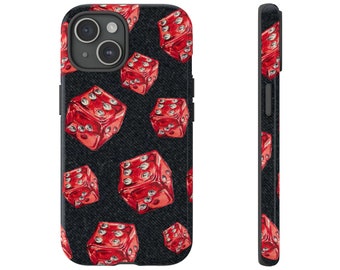 Red Dice Tough Phone Case | iPhone 15/14/13/12/11 Pro Max XR | Galaxy S23/S22/S21 Ultra | Pixel 6/7/8 Pro | Cool Girl | Slim and Protective