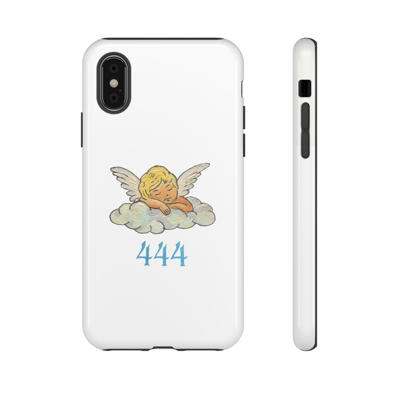 444 Angel Energy Hand Painted Tough Phone Case iPhone 15/14/13/12/11 Pro Max XR Galaxy S23/S22/S21 Ultra Pixel 6/7/8 Pro Cool Girl image 6