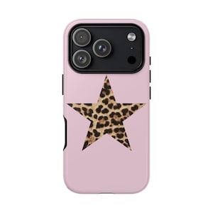 Capa de celular com estampa de leopardo rosa | iPhone 17/16/15/14/13/12 Pro Max | Galaxy S23/S22/S21 Ultra | Pixel 6/7/8, capa de celular moderna e descolada