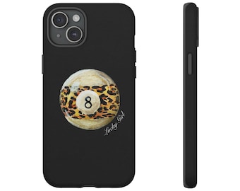 Leopard Print 8 Ball Y2K Tough Phone Case | iPhone 17/16/15/14/13/12/11 Pro Max XR | Galaxy S23/S22/S21 Ultra | Pixel, Trendy Cool Girl Case
