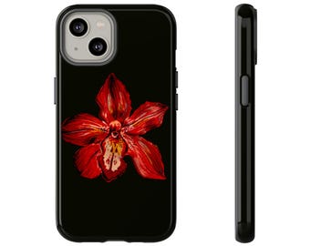 Red Orchid Phone Case, Flower Phone Case | iPhone 17/16/15/14/13/12 Pro Max | Galaxy S23/S22/S21 Ultra Pixel 6, Trendy Cool Girl Phone Case