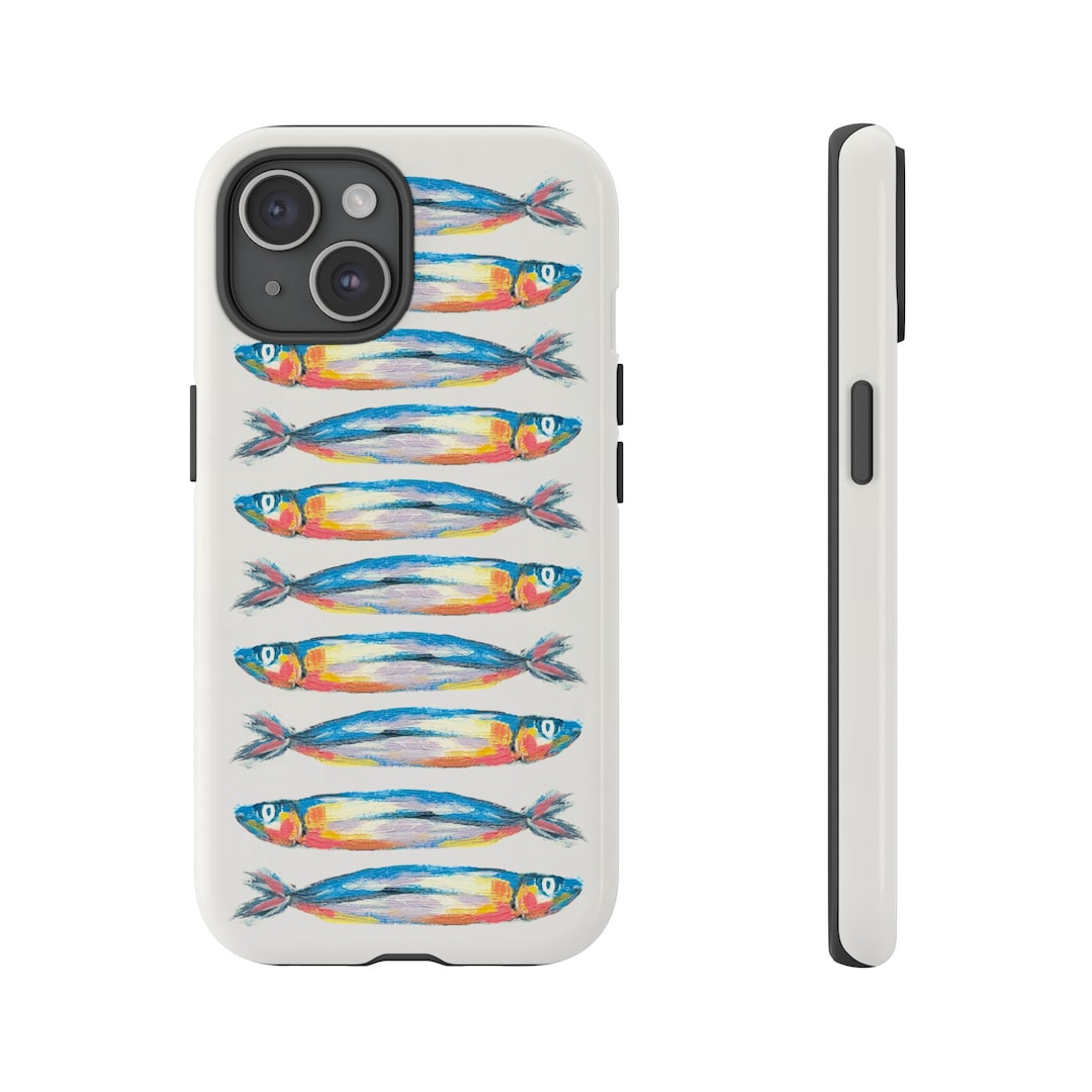 Hand Painted Sardines Tough Phone Case, Tinned Fish iPhone 15/14/13