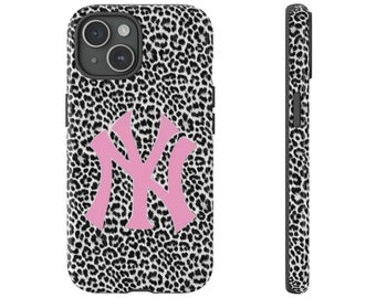 Pink New York Leopard Print Tough Phone Case  | iPhone 15/14/13/12/11 Pro Max XR | Galaxy S23/S22/S21 Ultra | Pixel 6/7/8 Pro | Tough Cases
