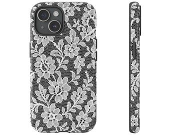 White Lace Phone Case, iPhone 17, Trendy Aesthetic Protective Cover for iPhone, Samsung, Slim, Stylish, Elegant, Gift for Her, Accessories