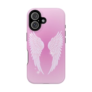 MagSafe Pink Angel Wings Tough Phone Case, Magnetic Phone Case | iPhone 17/16/15/14/13 Pro Max XR | Trendy Y2K Cute Cool Girl, 2016 Style