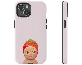 Strawberry Angel Baby Hand Painted Tough Phone Case | iPhone 17/16/15/14/13/12/11 Pro Max XR | Galaxy S23/S22/S21 Ultra | Pixel 6/7/8 Pro