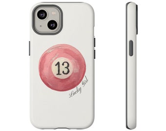 Lucky Girl Pink Pool Ball Phone Case | iPhone 17/16/15/14/13/12 Pro Max XR | Galaxy S23/S22/S21 Ultra | Pixel 6/7/8 Pro, Trendy 8 Ball Case