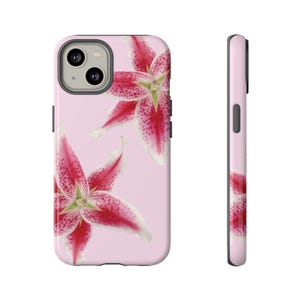 Pink Tiger Lily Flower Tough Phone Case | iPhone 16/15/14/13/12/11 Pro Max XR Galaxy S23/S22/S21 Ultra Pixel Summer Aesthetic Teen Cool Girl