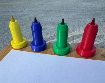 CrEllies | Adaptive Crayon Holder Set | Inclusive Coloring Tool for Kids | 3D Printed Sensory Art Pegs | Fine Motor Skill Toy