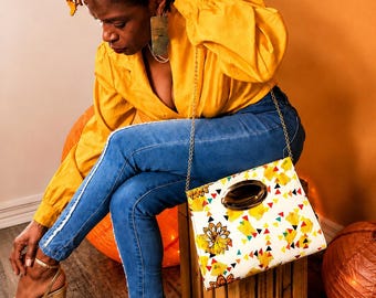 Bolso de mano estilo retro mod / Bolso llamativo y colorido / Bolso de hombro boho artístico / Accesorio de moda vintage único /