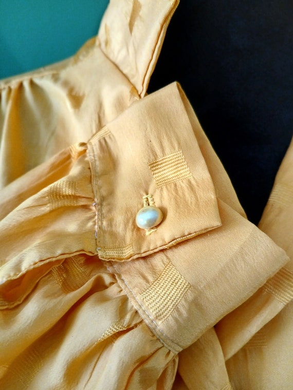 Bright Yellow Elegant Blouse. Vintage shoulder pa… - image 4