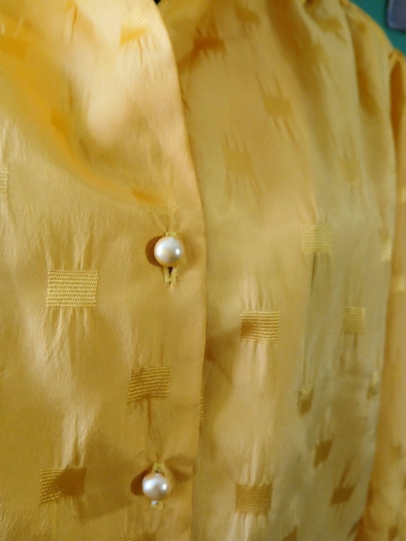 Bright Yellow Elegant Blouse. Vintage shoulder pa… - image 5