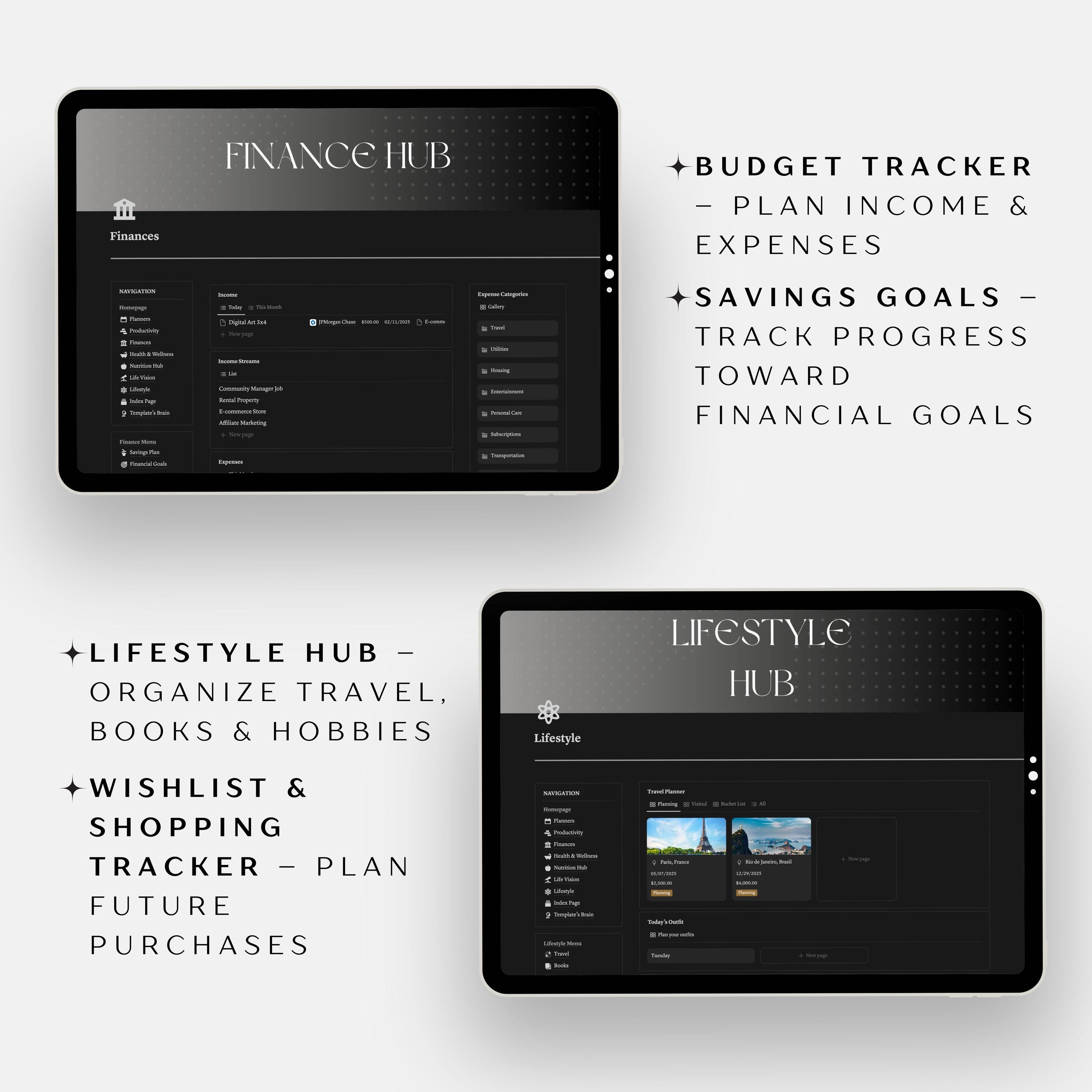 Ultimate Life Planner (dark Mode) | Notion Template | Life OS Dashboard ...