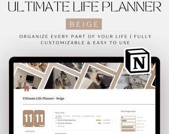 Ultimate Life Planner (Beige) | Notion Template | Life OS Dashboard | Productivity, Goals, Finance & Wellness