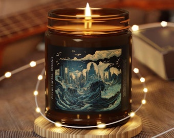 Scented candle, Seaside Aroma, Soy candle, Natural Handmade candle, Aromatherapy, Cotton wick, Organic, reusable jar, Atlantis Whipser