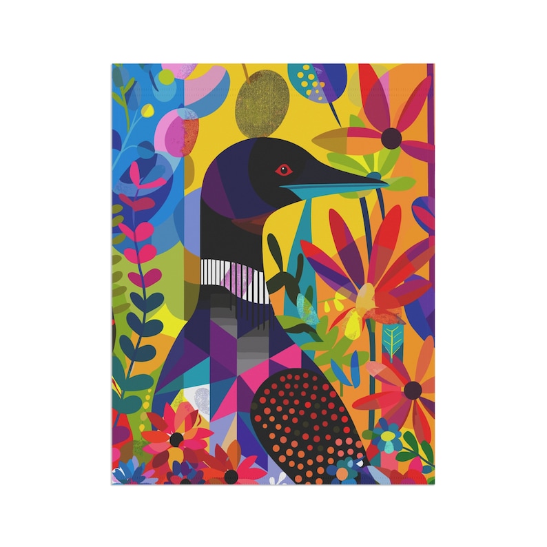 Minnesota State Bird Garden Flag: Colorful Loon Art, Yard Banner image 6
