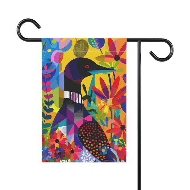 Minnesota State Bird Garden Flag: Colorful Loon Art, Yard Banner image 9