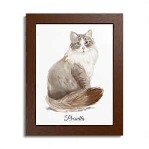 Framed Siberian Portrait, Hand Painted Watercolor, Your Pet's name, Wooden Frame in 2 sizes 3 colors, Plexiglass + Hanging kit