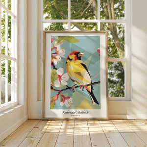 IOWA State Bird, American Goldfinch, Colorful Art Poster, Museum quality print, Vibrant Home Decor, State Bird Art, 5 sizes, Birder Gift