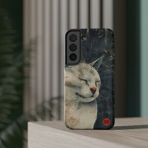 Mobile Phone Case, Japandi Design Sleeping Cat, Apple iPhone and Samsung, Mobile Phone Case, Japan Mood, Quiet Nighttime, Calm Aesthetic image 6