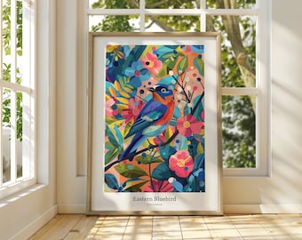 Eastern Bluebird Art Print: New York State Bird Poster