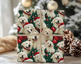 Holiday Gift Wrap, Great Pyrenees Christmas Gift Wrap, Dog Wrapping Paper, Sheep Dogs, Festive Gift Wrap, Wrapping Supplies