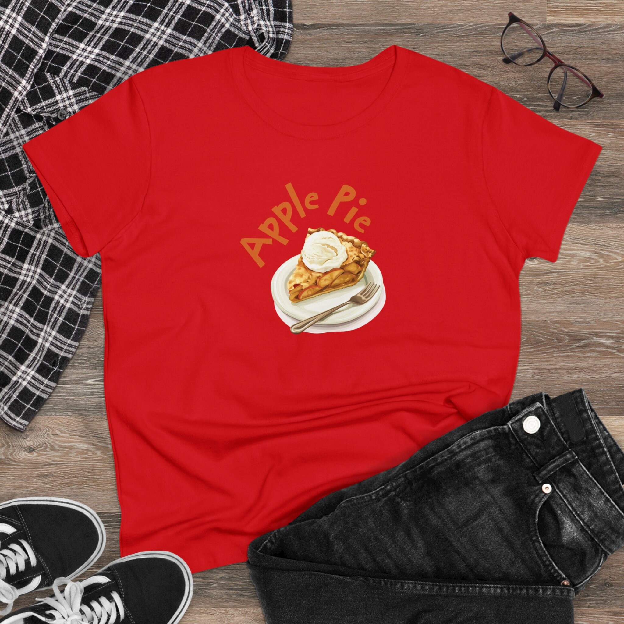 Apple Pie Graphic Tee: Women's Semi-fitted Cotton T-shirt - Etsy