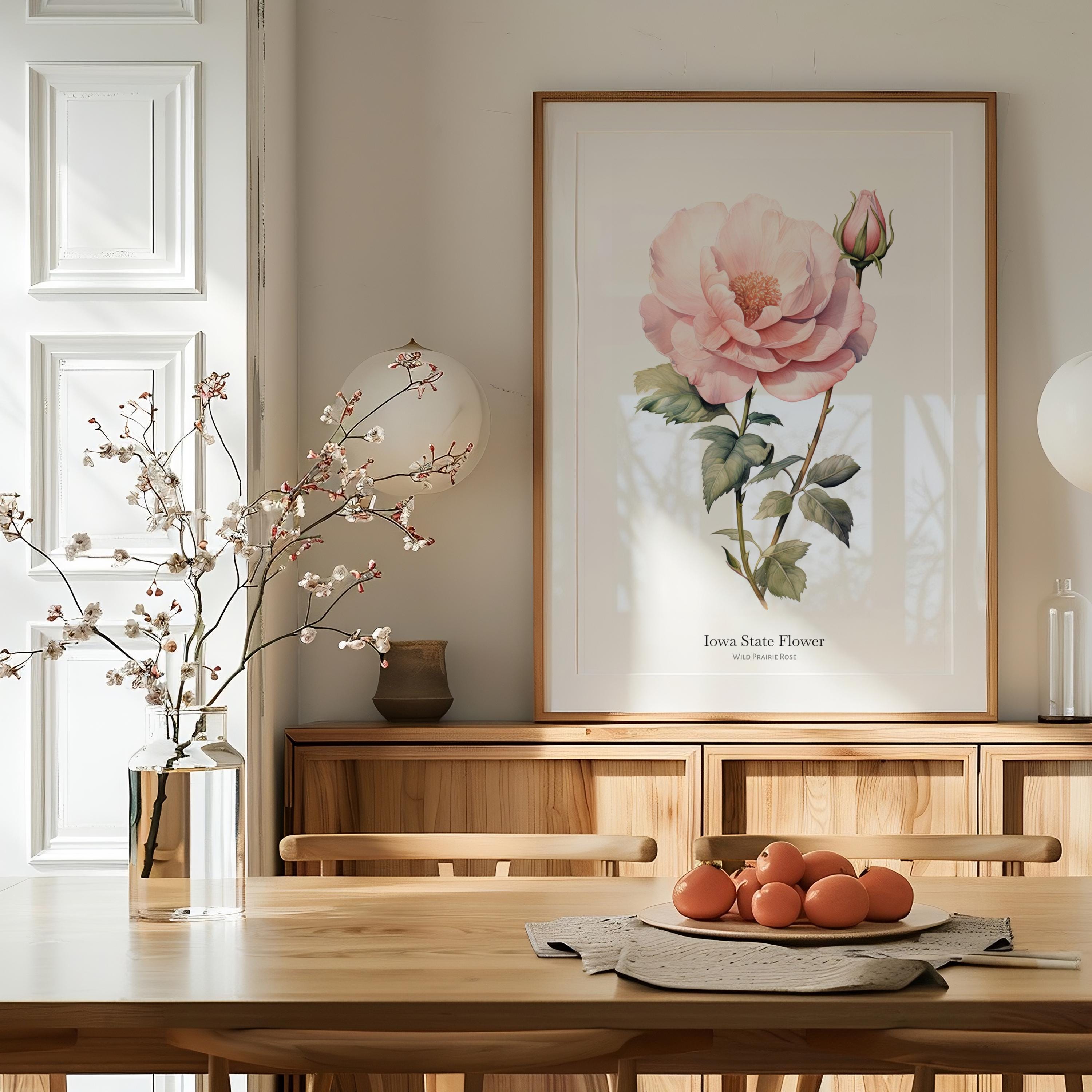 IOWA State Flower, Wild Prairie Rose Wall Art Poster, Matte Vertical ...