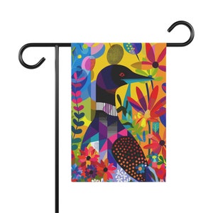 Minnesota State Bird Garden Flag: Colorful Loon Art, Yard Banner image 7