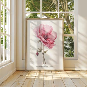 NORTH DAKOTA State Flower, Wild Prairie Rose Art Poster, Matte Vertical Posters, Nature Flower Print, Museum Grade Paper, Beautiful Gift