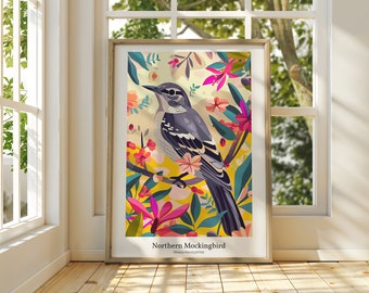 Northern Mockingbird Art Print: Texas State Bird Poster