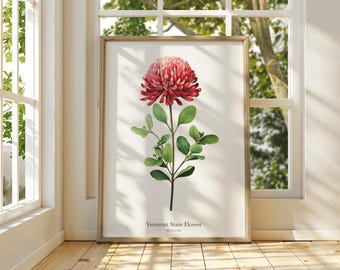 VERMONT State Flower, Red Clover Wall Art Poster, Matte Vertical Posters, Nature Flower Print, Museum Grade Paper, Beautiful Art Decor, Gift