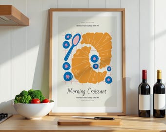 Abstract Croissant Art Print: Modern Kitchen Food Poster
