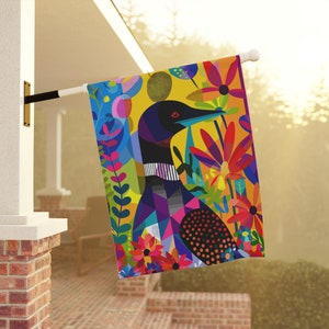 Minnesota State Bird Garden Flag: Colorful Loon Art, Yard Banner image 1